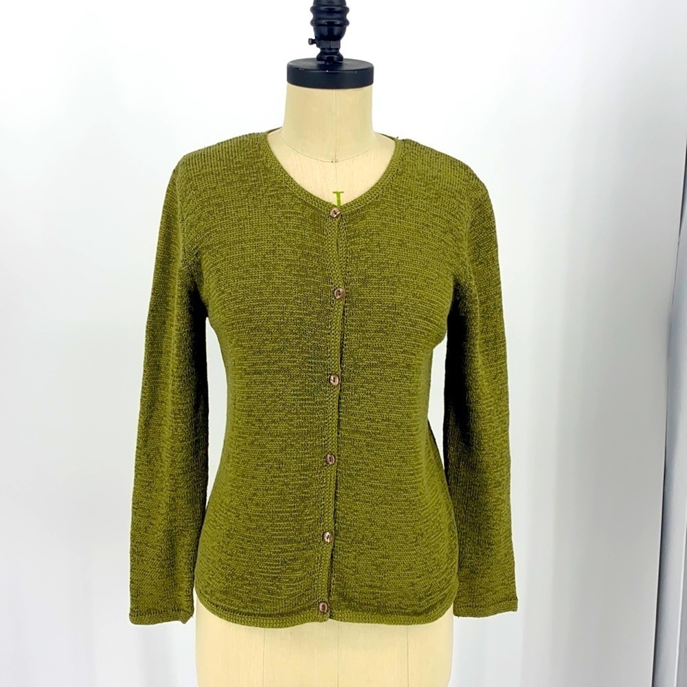 PENDLETON Beautiful Button up Kelly Green button Crewneck Sweater Size Small